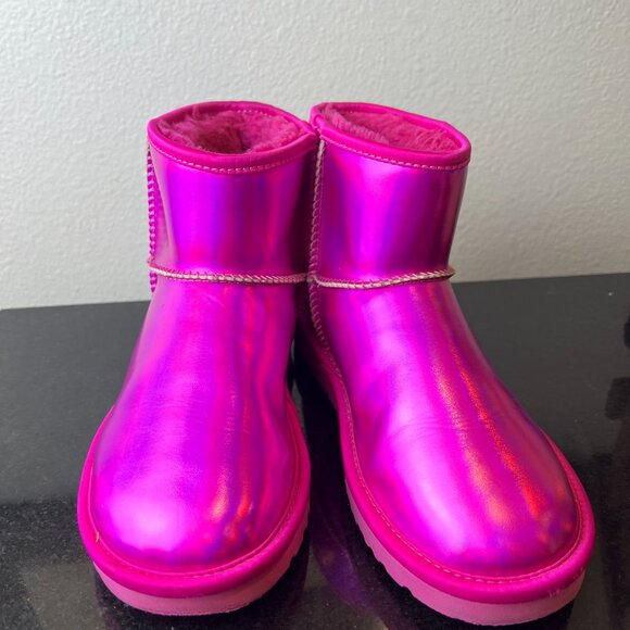 UGG Australia Classic Mini Boots Women's Holographic Hot Pink Size 5 - Picture 3 of 14